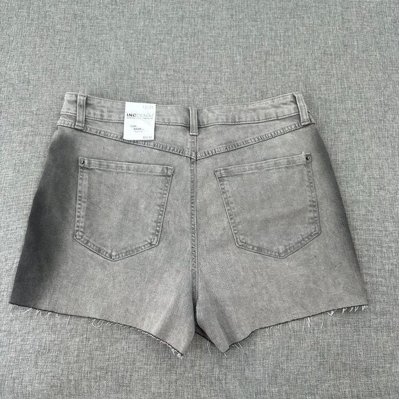 NEW! INC International Concepts Shorts High Rise Frayed Hem Denim Gray 12 Cotton - Picture 12 of 16